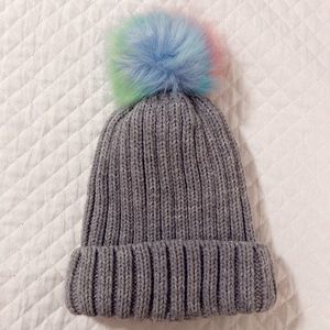 Adorable Grey and Rainbow Beanie